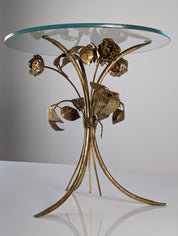 Hollywood_Regency_Gilt_Metal_Rose_Side_Table_with_Clear_Glass_Top,_1970s