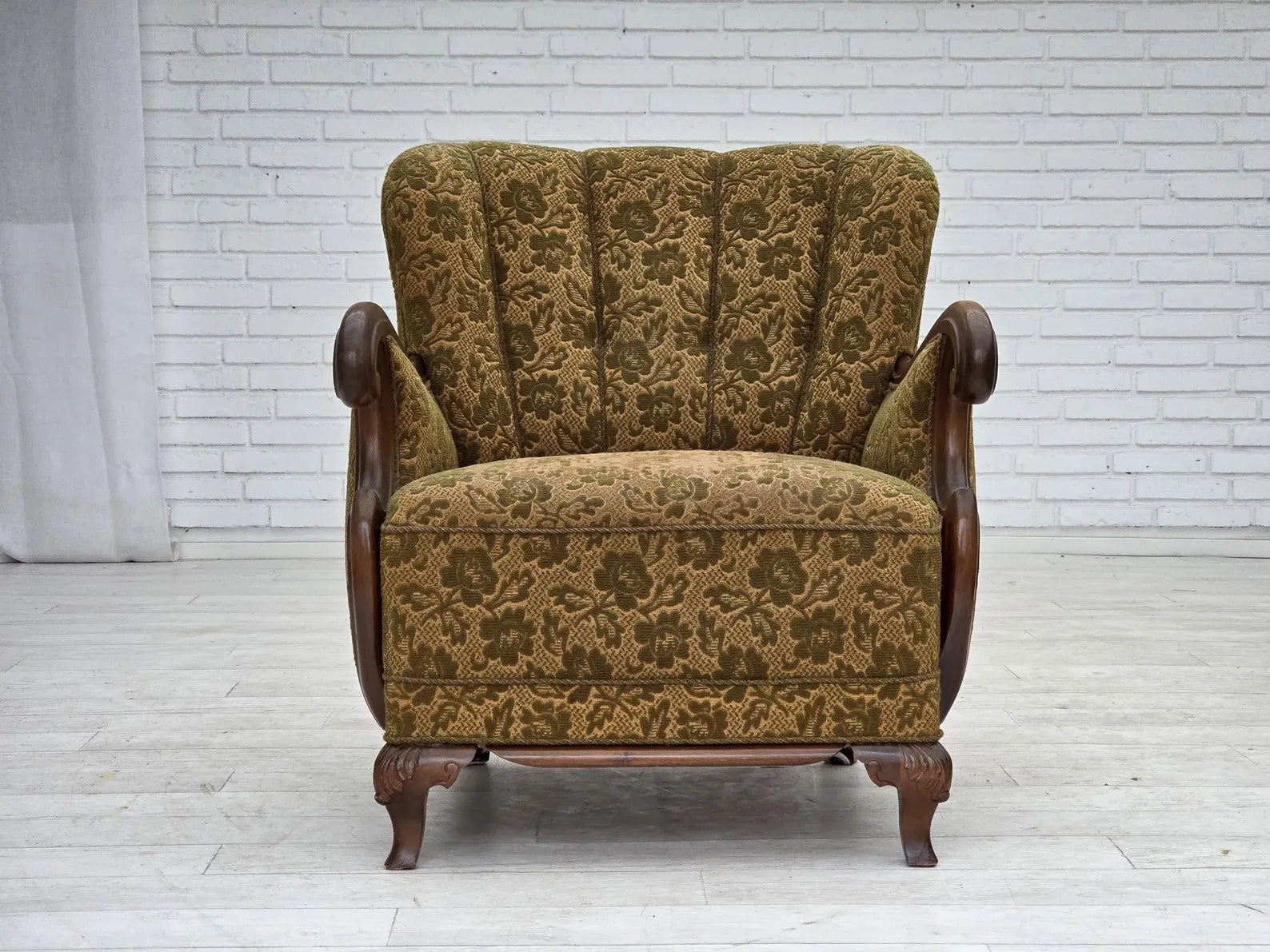 Danish_Scandinavian_Modern_Oak_Armchair_in_Wool,_1950s,_Denmark