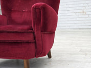 Mid-Century_Lounge_Chair,_Red_Velvet_Upholstery,_1960s_Denmark