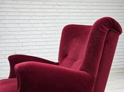 Mid-Century_Lounge_Chair,_Red_Velvet_Upholstery,_1960s_Denmark