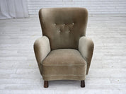 Mid-Century_Modern_Armchair,_Green_Upholstery_&_Oak_Legs,_1960s_Denmark