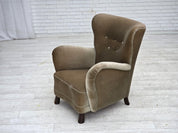 Mid-Century_Modern_Armchair,_Green_Upholstery_&_Oak_Legs,_1960s_Denmark