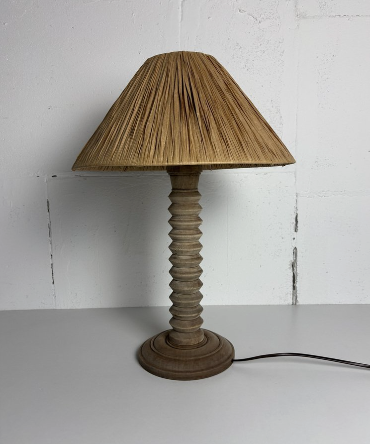 Turned_Wood_Table_Lamp_in_the_Manner_of_Charles_Dudouyt_1940s_France