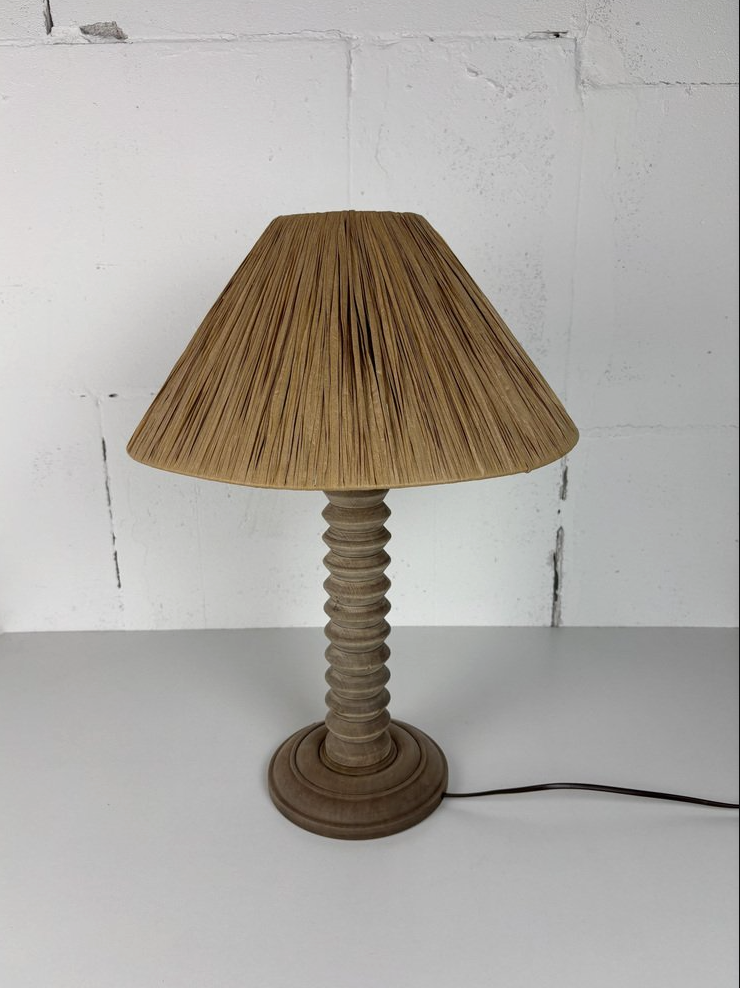 Turned_Wood_Table_Lamp_in_the_Manner_of_Charles_Dudouyt_1940s_France