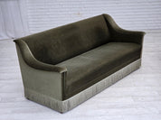 Danish_Three_Seater_Sofa_in_Green_Velour_and_Beech,_1970s,_Denmark