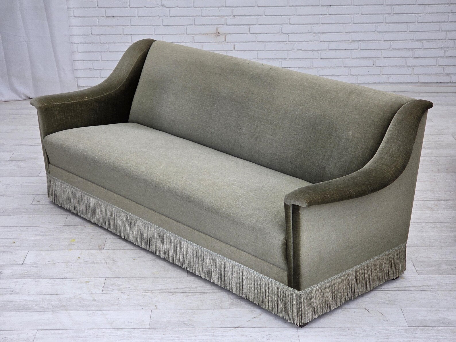 Danish_Three_Seater_Sofa_in_Green_Velour_and_Beech,_1970s,_Denmark