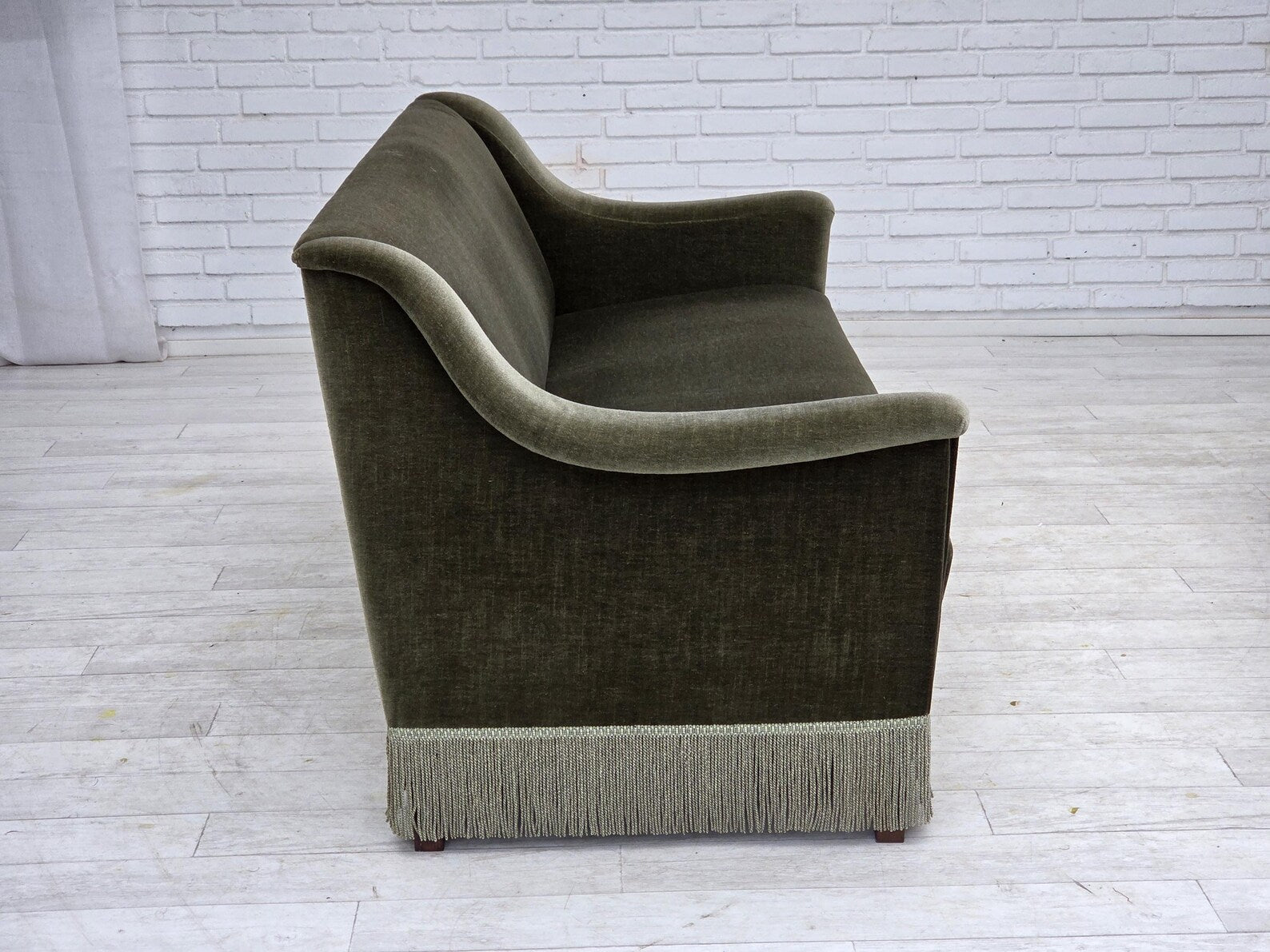 Danish_Three_Seater_Sofa_in_Green_Velour_and_Beech,_1970s,_Denmark