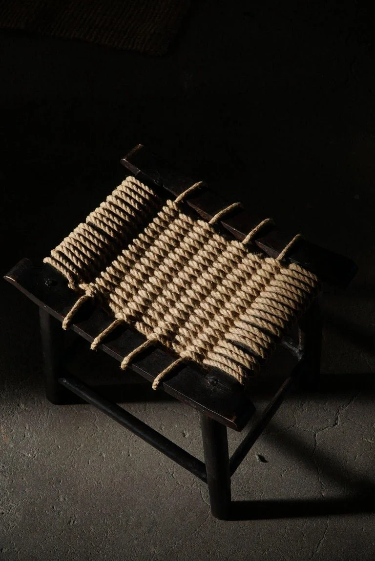 Mid_Century_Modern,_Stool_in_Wood_&_Rope,_By_Anne_Lise_Aas,_Norway,_1960s