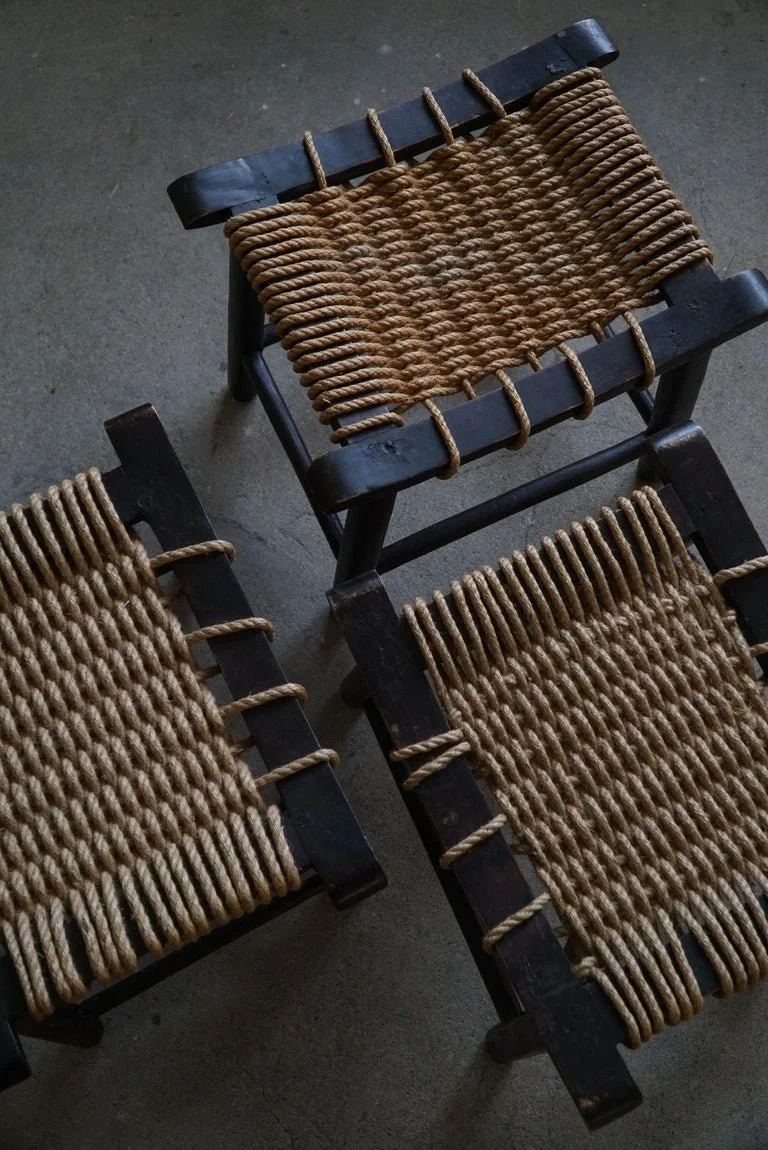 Mid_Century_Modern,_Stool_in_Wood_&_Rope,_By_Anne_Lise_Aas,_Norway,_1960s