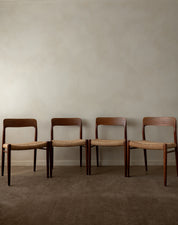 Set_of_4_Vintage_Danish_Teak_Model_75_Dining_Chairs_by_Niels_Otto_Møller_for_J.L._Møllers,_1950s_Mid_Century_Modern