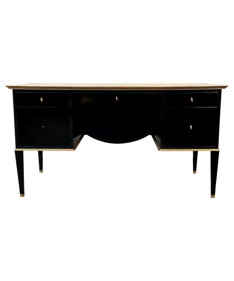 Mid-Century_Regency_Style_Executive_Desk,_Lacquered_Ebony_2000s_USA