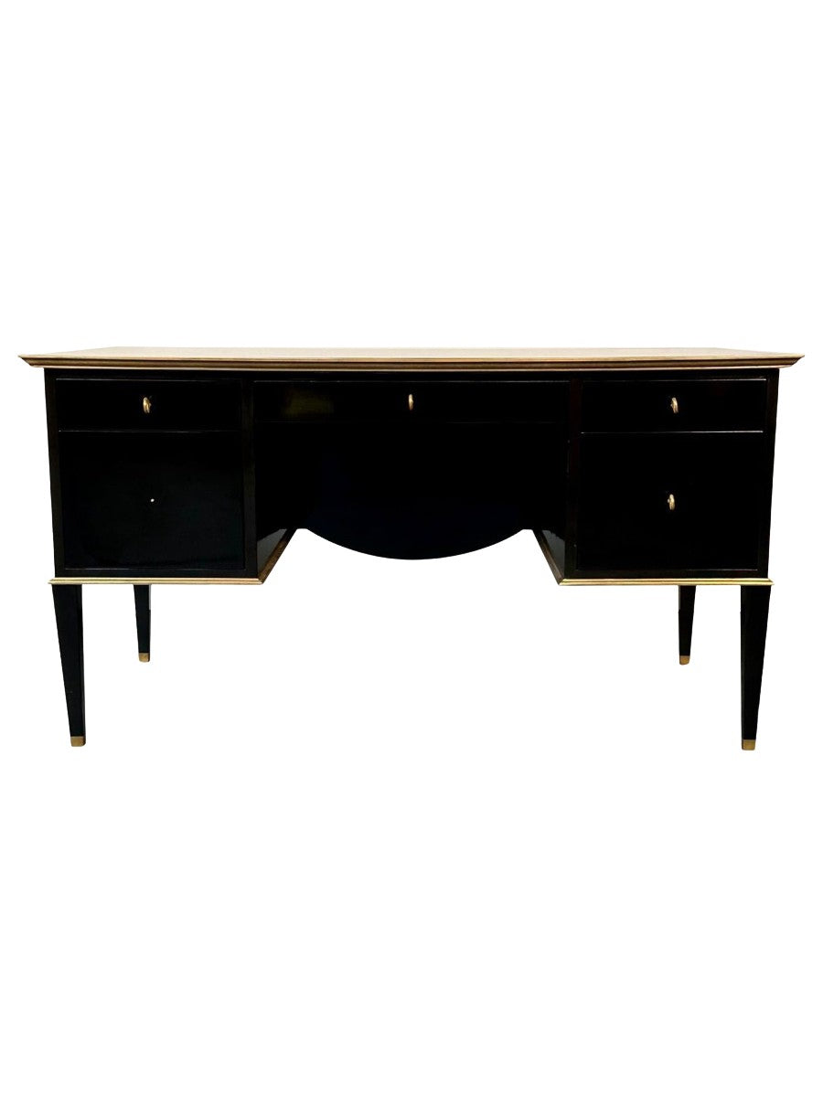 Mid-Century_Regency_Style_Executive_Desk,_Lacquered_Ebony_2000s_USA