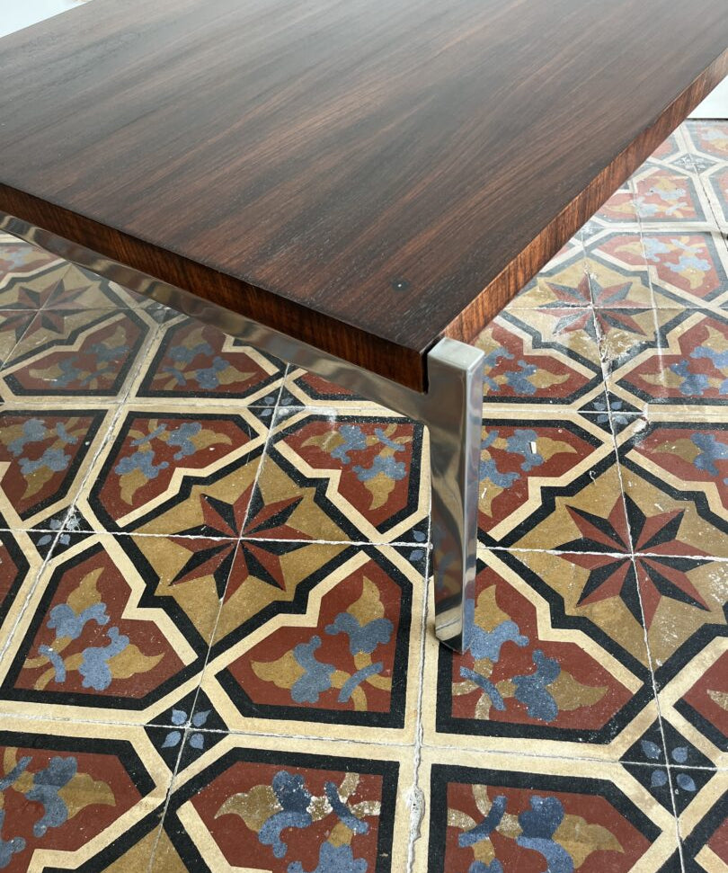 Rosewood_and_Chrome_Coffee_Table,_Scandinavian_Modern,_1960s