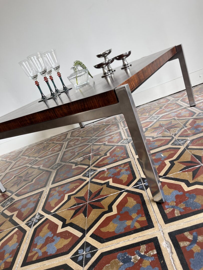 Rosewood_and_Chrome_Coffee_Table,_Scandinavian_Modern,_1960s
