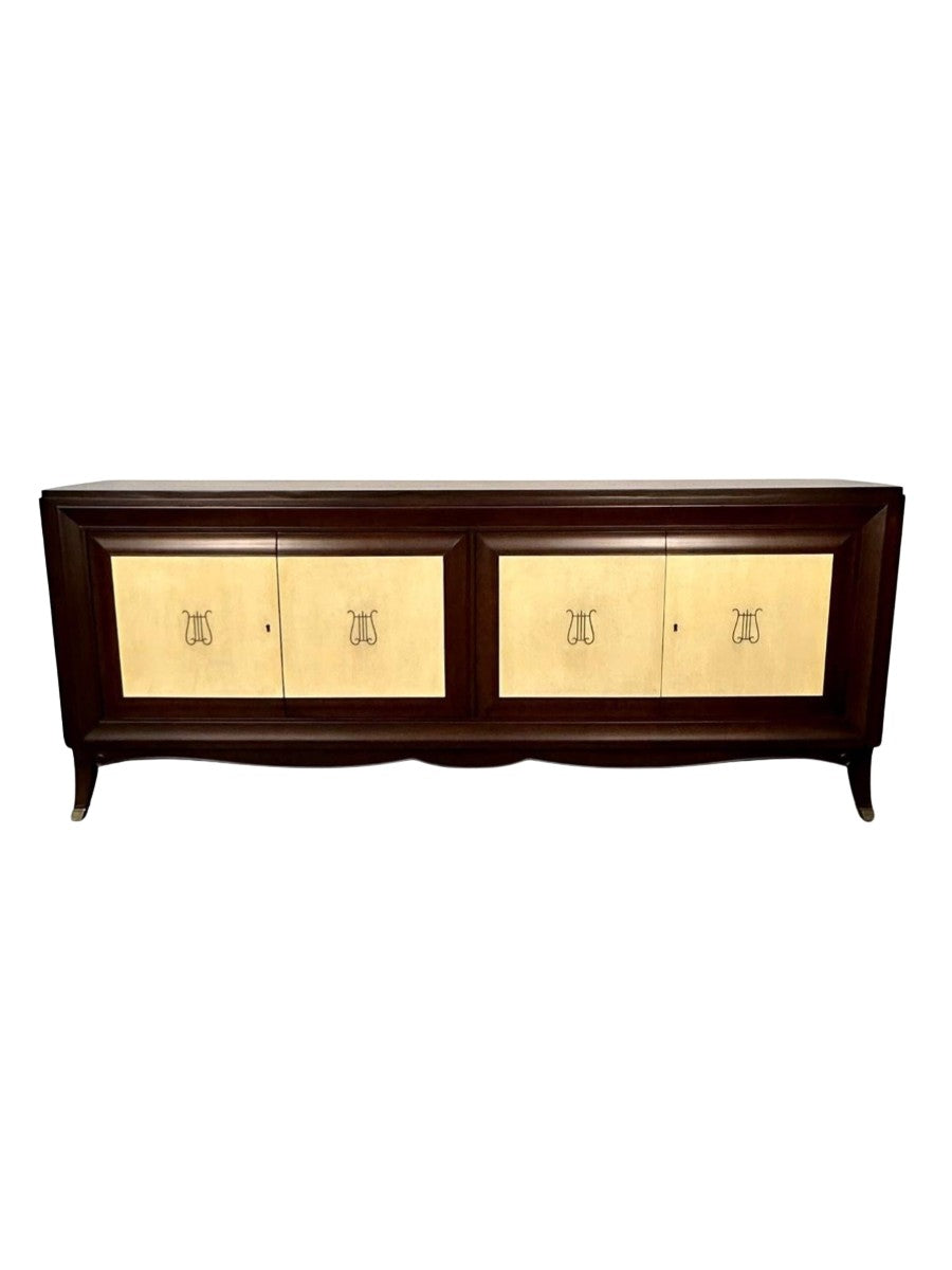 Mid-Century_Sideboard,Parchment_&_Mahogany_1950s_Italy