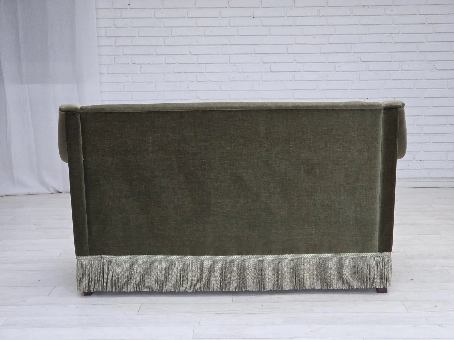Danish_Two_Seater_Sofa_in_Green_Velour_and_Beech,_1970s,_Denmark