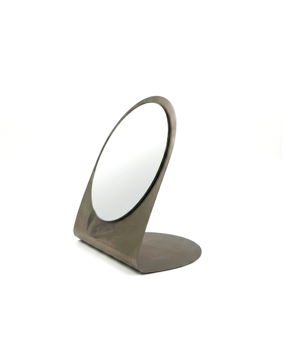 French_Mid-Century_Modern_Table_Mirror_in_Metal,_1970s
