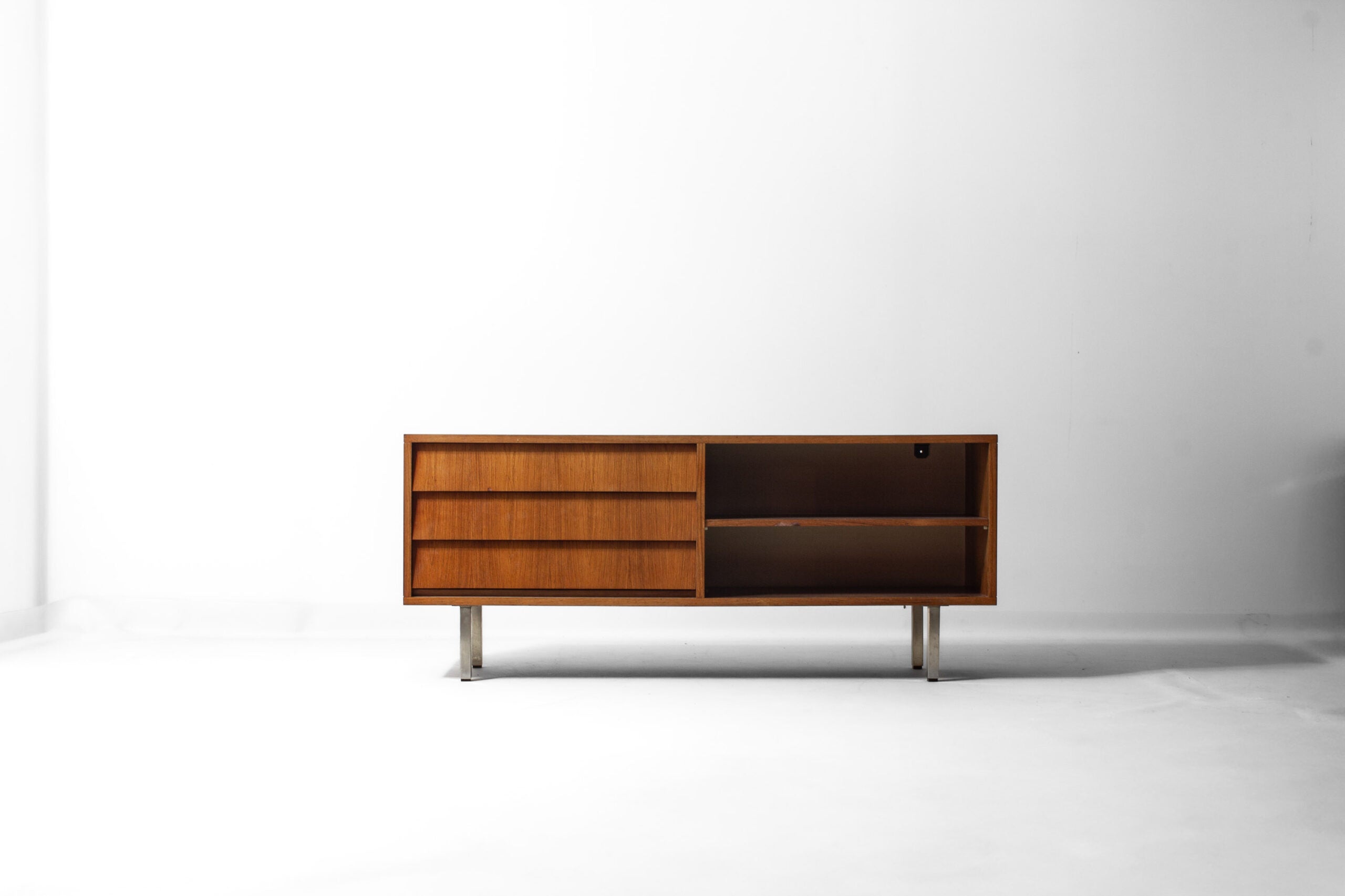 Mid-Century_Teak_Half-Open_Lowboard_by_Alfred_Hendrickx_for_Belform,_1960s