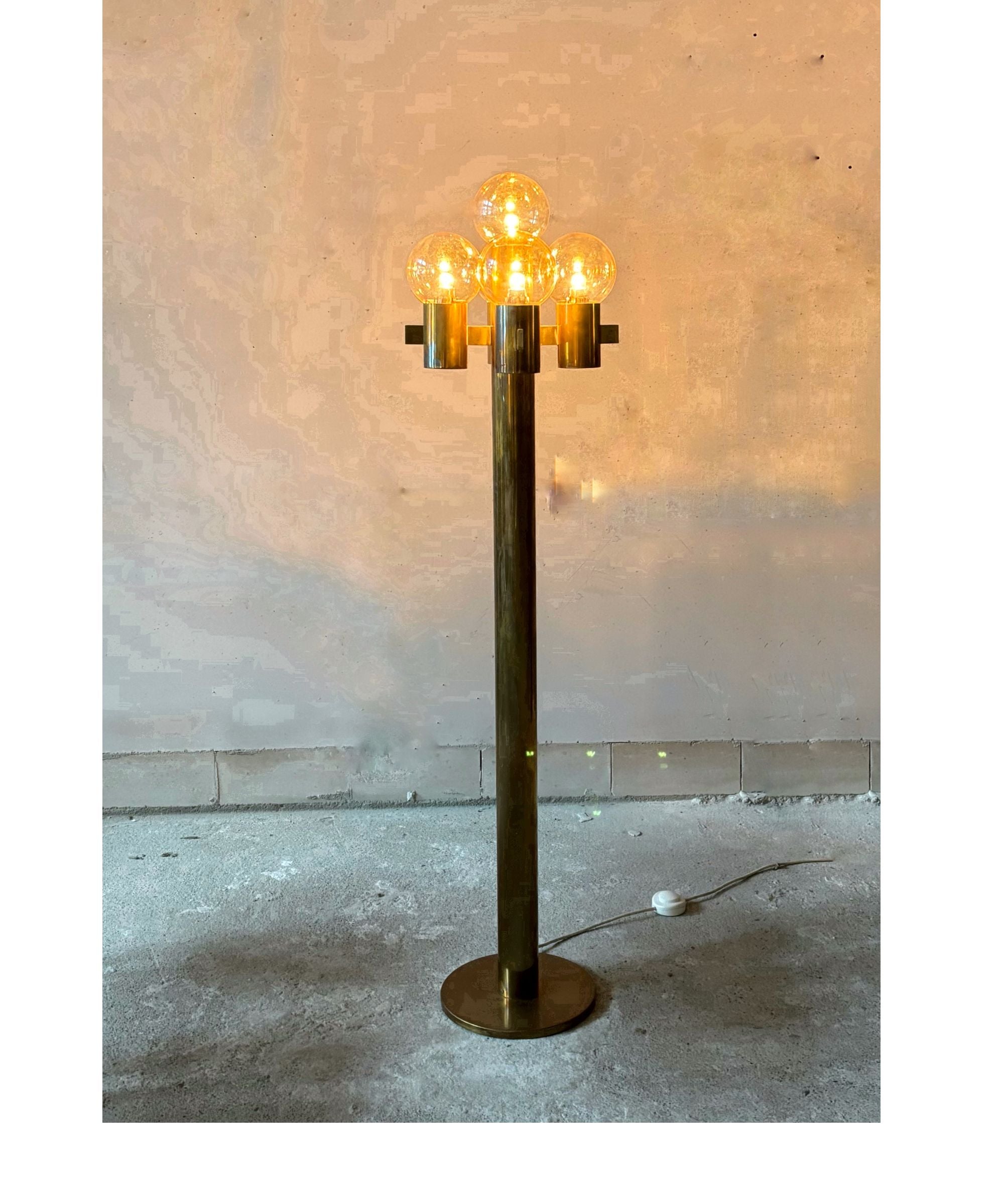 1960s_Swedish_Five-Light_Brass_and_Amber_Glass_Floor_Lamp,_Attributed_to_Hans-Agne_Jakobsson
