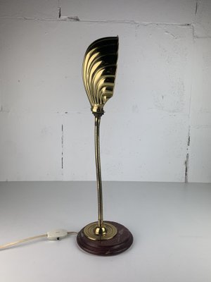 Midcentury_Modern_Marble_and_Brass_Gooseneck_Clam_Shell_Desk_Lamp_by_Tommaso_Barbi,_1970s