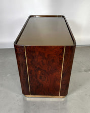 Italian_Modernist_Dry_Bar_Cabinet_in_Walnut_Burl,_Brass_and_Mirror,_1970s