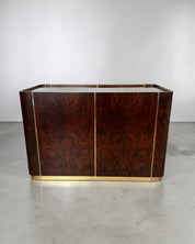 Italian_Modernist_Dry_Bar_Cabinet_in_Walnut_Burl,_Brass_and_Mirror,_1970s