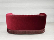 Modern_Banana_Lounge_Sofa,_Cherry_Red_Velour_&_Wood_Frame,_1970s_Denmark