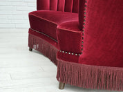 Modern_Banana_Lounge_Sofa,_Cherry_Red_Velour_&_Wood_Frame,_1970s_Denmark