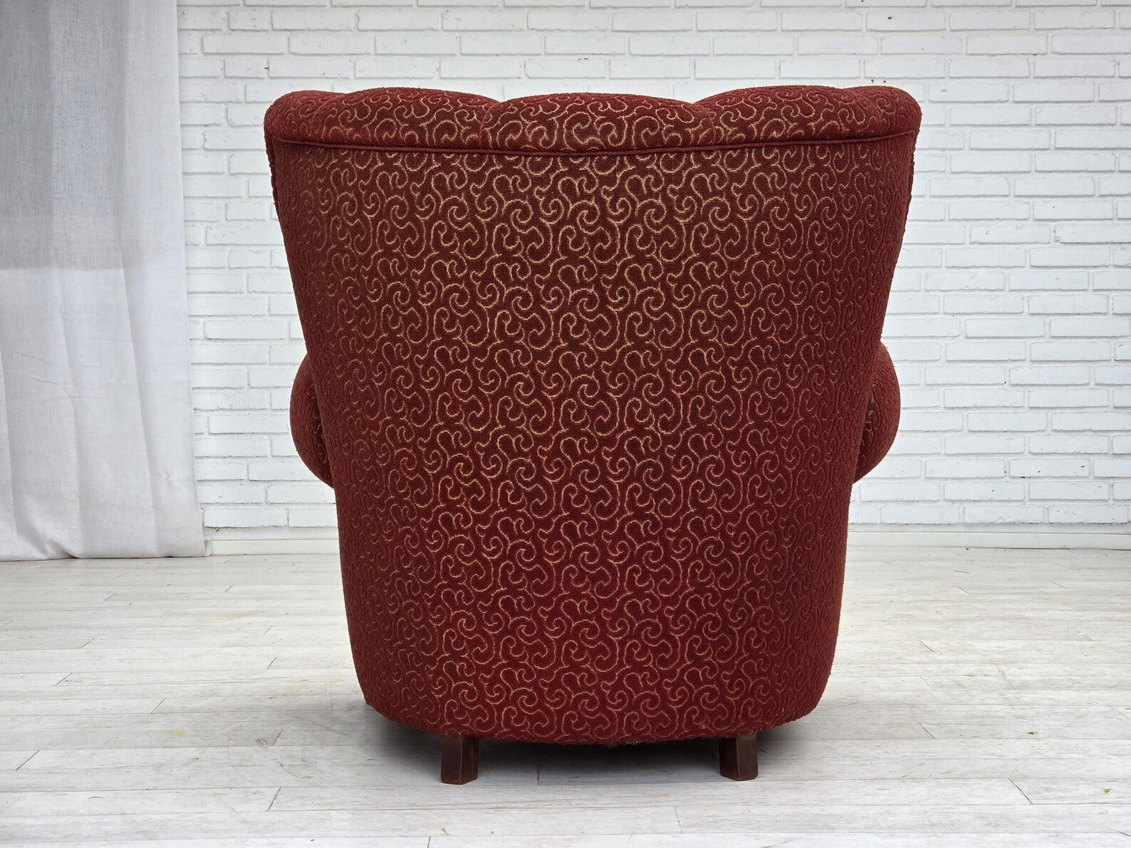 Danish_Relax_Armchair_in_Red_Wool_and_Oak,_1960s,_Denmark