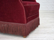 Modern_Lounge_Chair,_Red_Upholstery_&_Oak_Frame,_1970s_Denmark