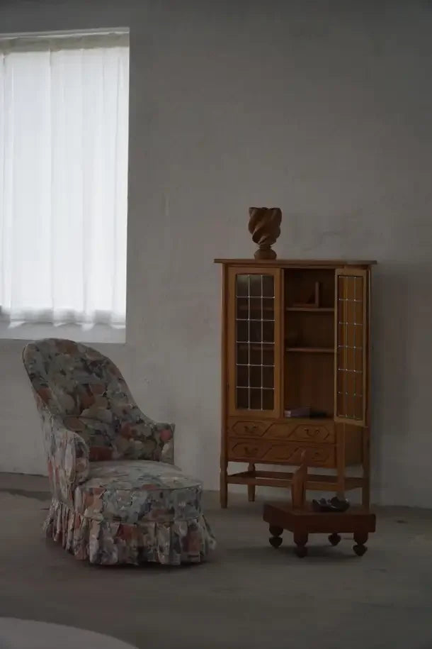Modern_Oak_Display_Cabinet_with_Leaded_Glass_Doors,_Danish_Cabinetmaker_Crafted_Showcase