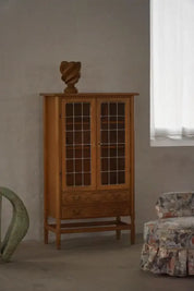Modern_Oak_Display_Cabinet_with_Leaded_Glass_Doors,_Danish_Cabinetmaker_Crafted_Showcase