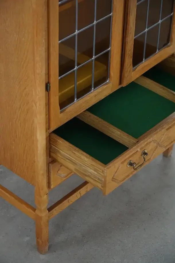 Modern_Oak_Display_Cabinet_with_Leaded_Glass_Doors,_Danish_Cabinetmaker_Crafted_Showcase