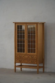 Modern_Oak_Display_Cabinet_with_Leaded_Glass_Doors,_Danish_Cabinetmaker_Crafted_Showcase