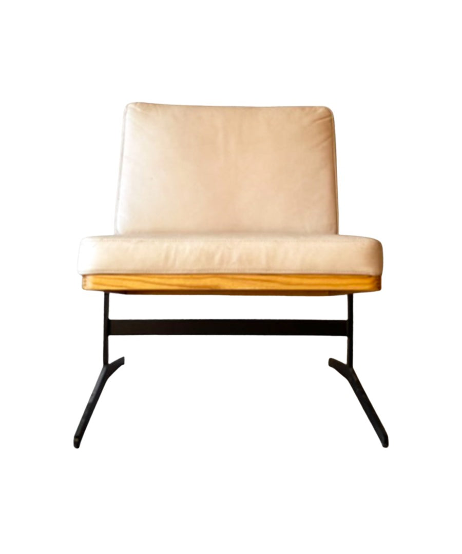 Modernist_Easy_Chair_in_Faux_Leather_and_Cast_Iron,_1990s