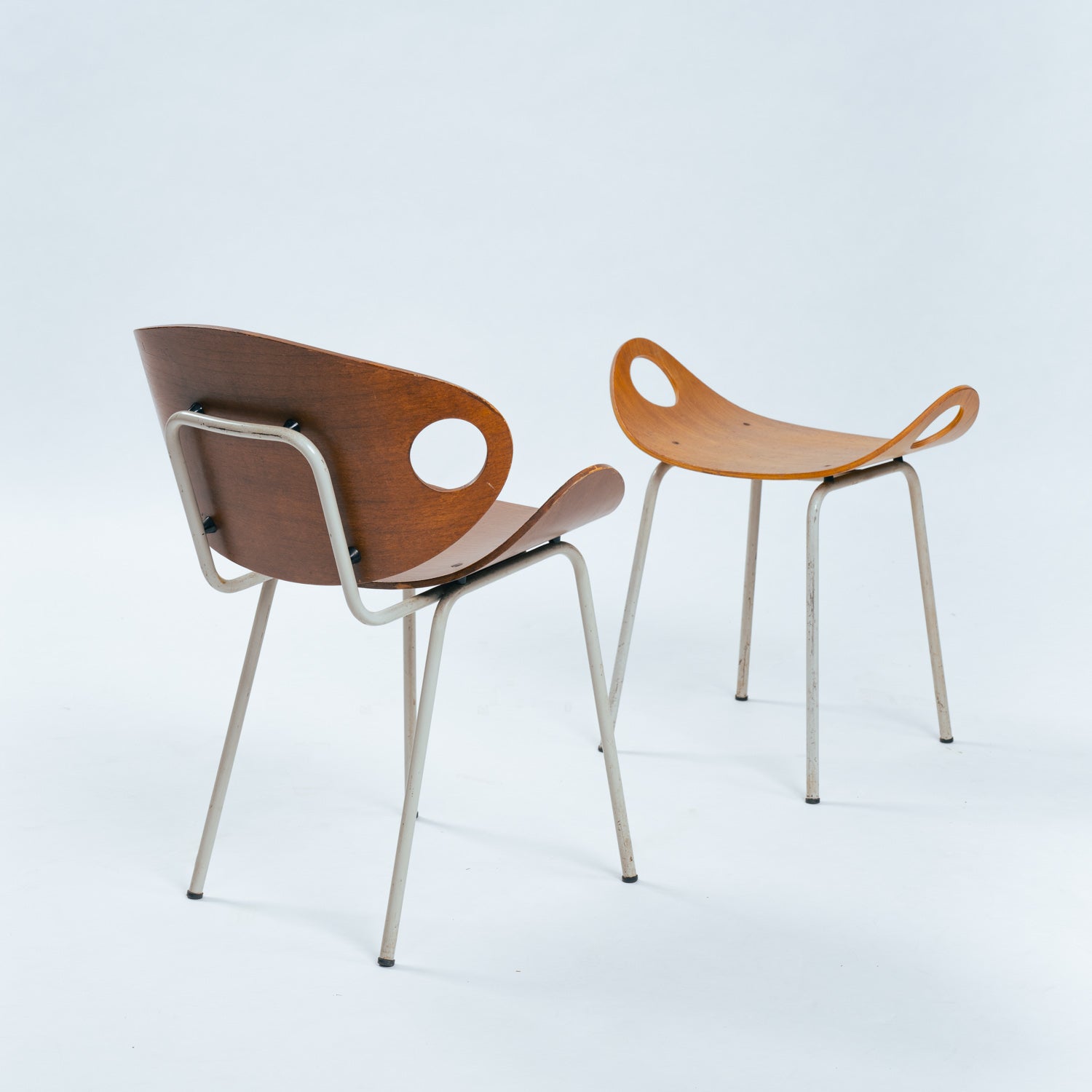 Set_of_Rare_Olof_Kettunen_Chair_and_Stool_for_Merivaara,_Finland_1950s