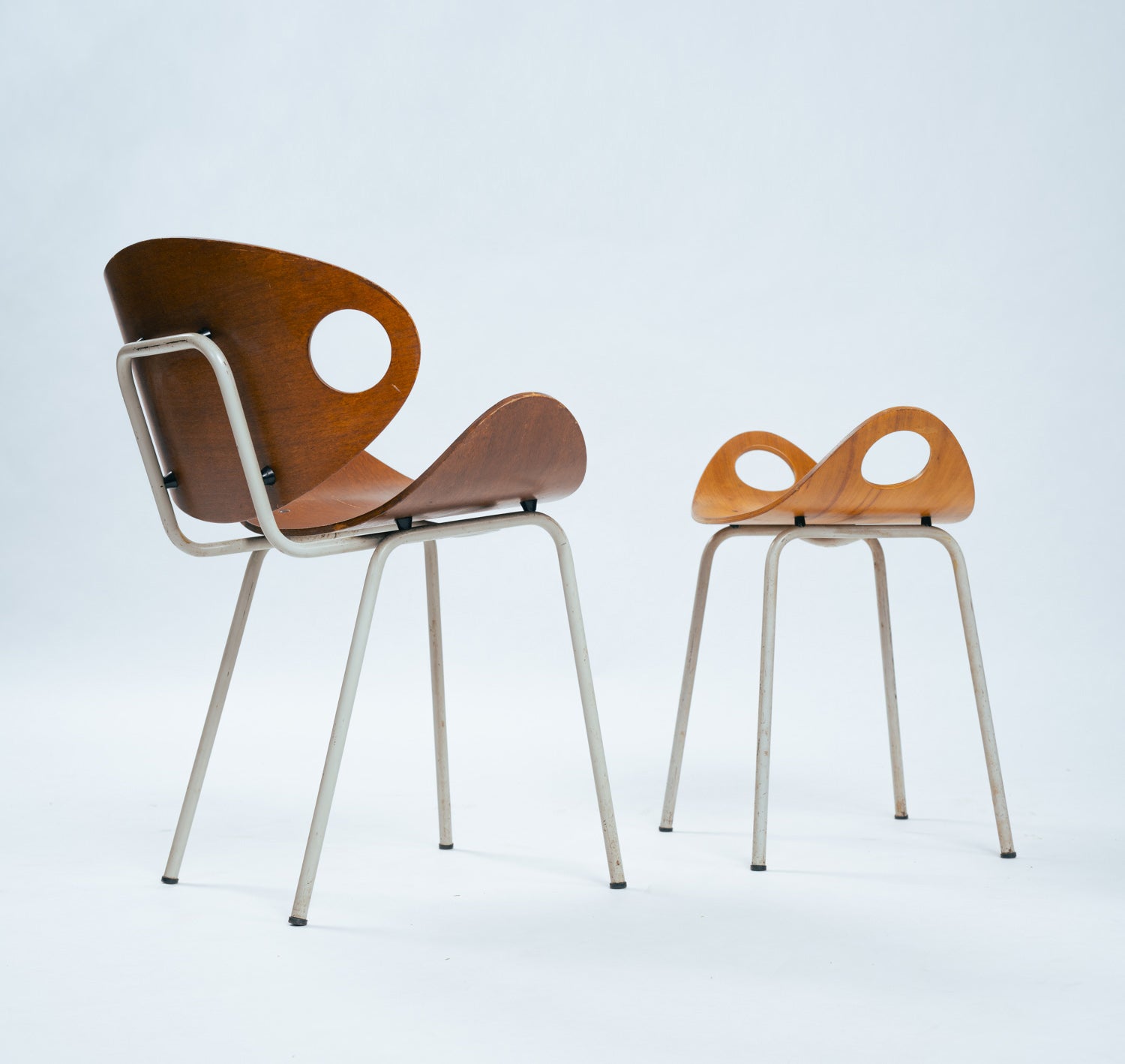 Set_of_Rare_Olof_Kettunen_Chair_and_Stool_for_Merivaara,_Finland_1950s