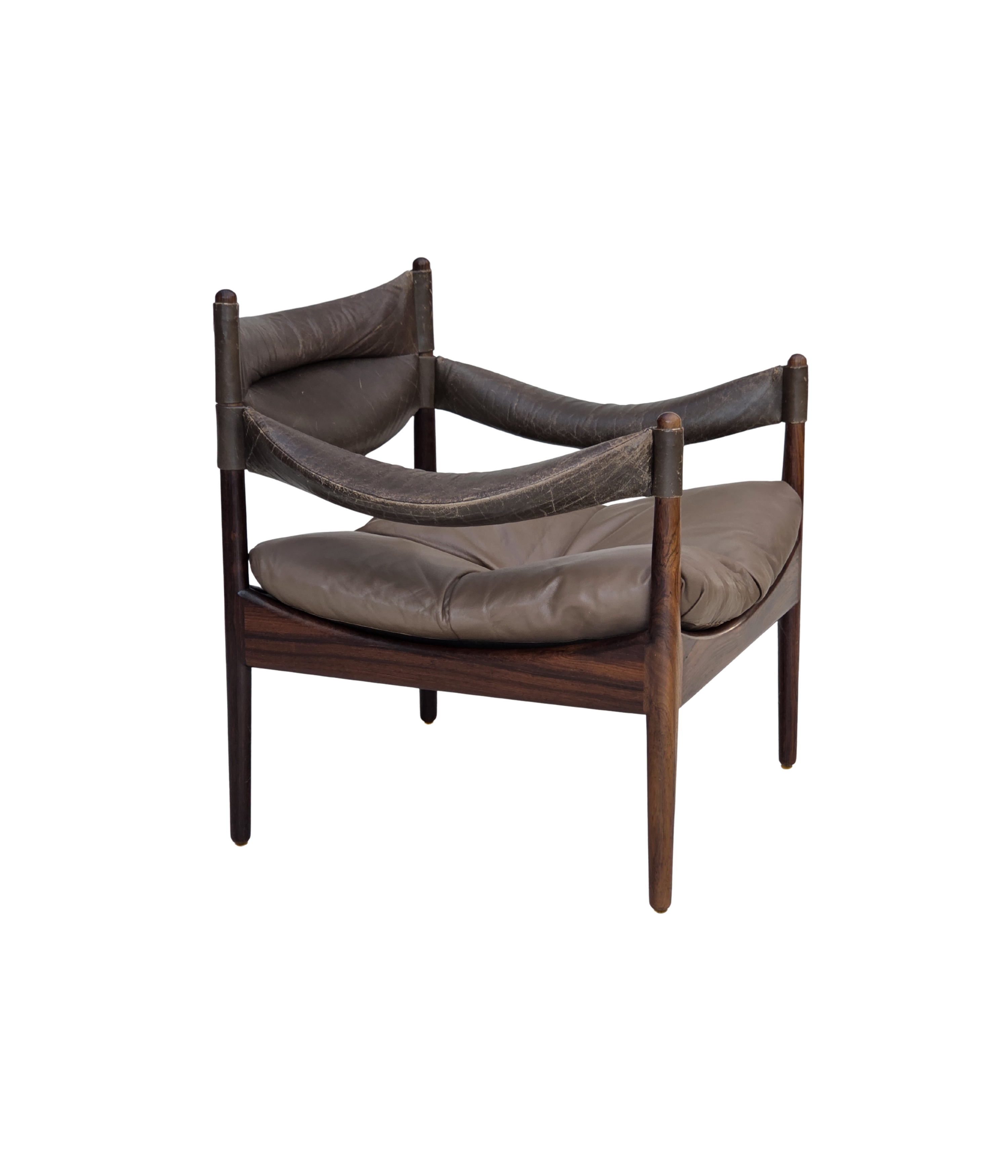Modus_Teak_and_Brown_Leather_Armchair_by_Kristian_Vedel_for_Søren_Willadsen,_Denmark,_1974