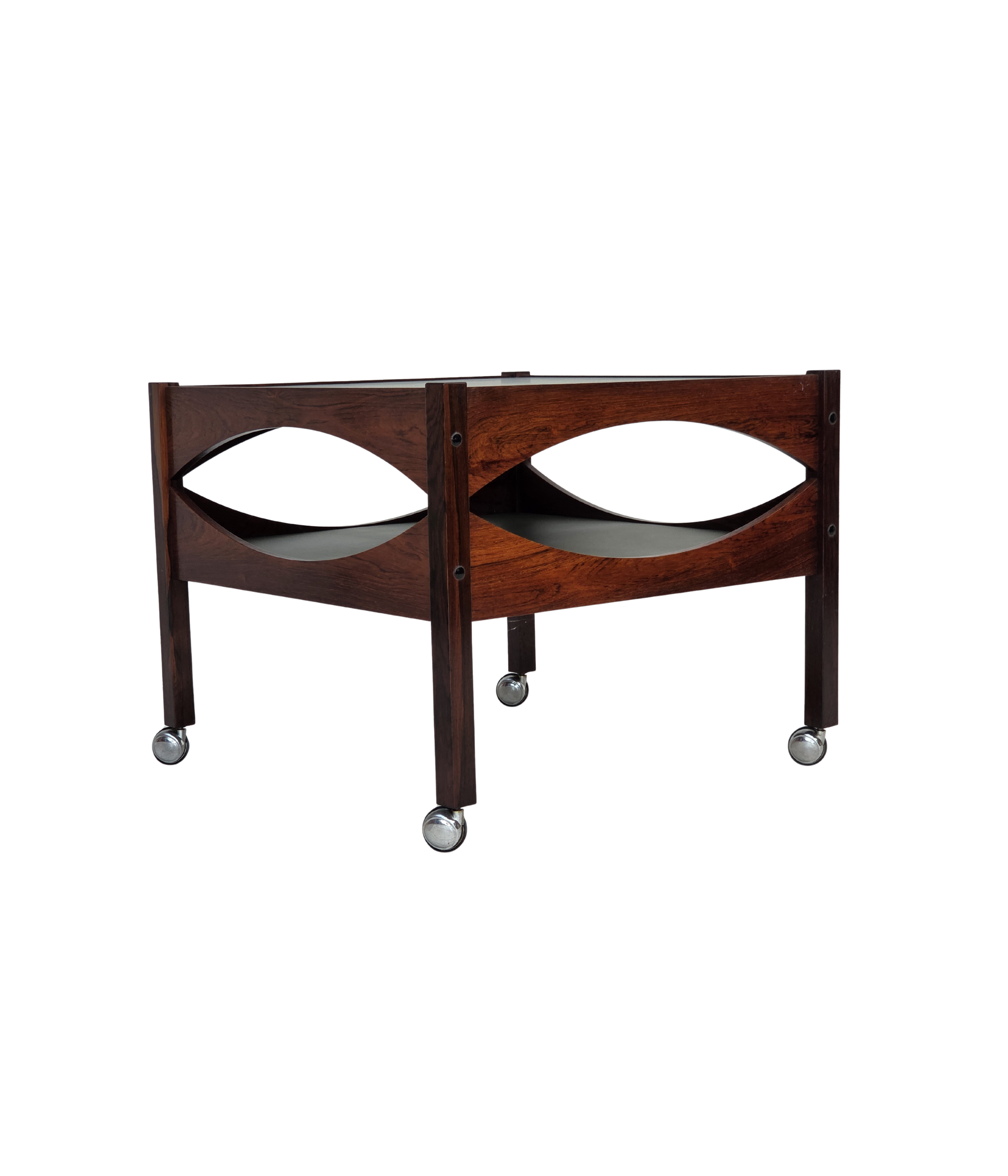 Modus_Teak_Side_Table_with_Aluminium_Top_and_Chrome_Wheels_by_Kristian_Vedel_for_Søren_Willadsen,_Denmark,_circa_1975