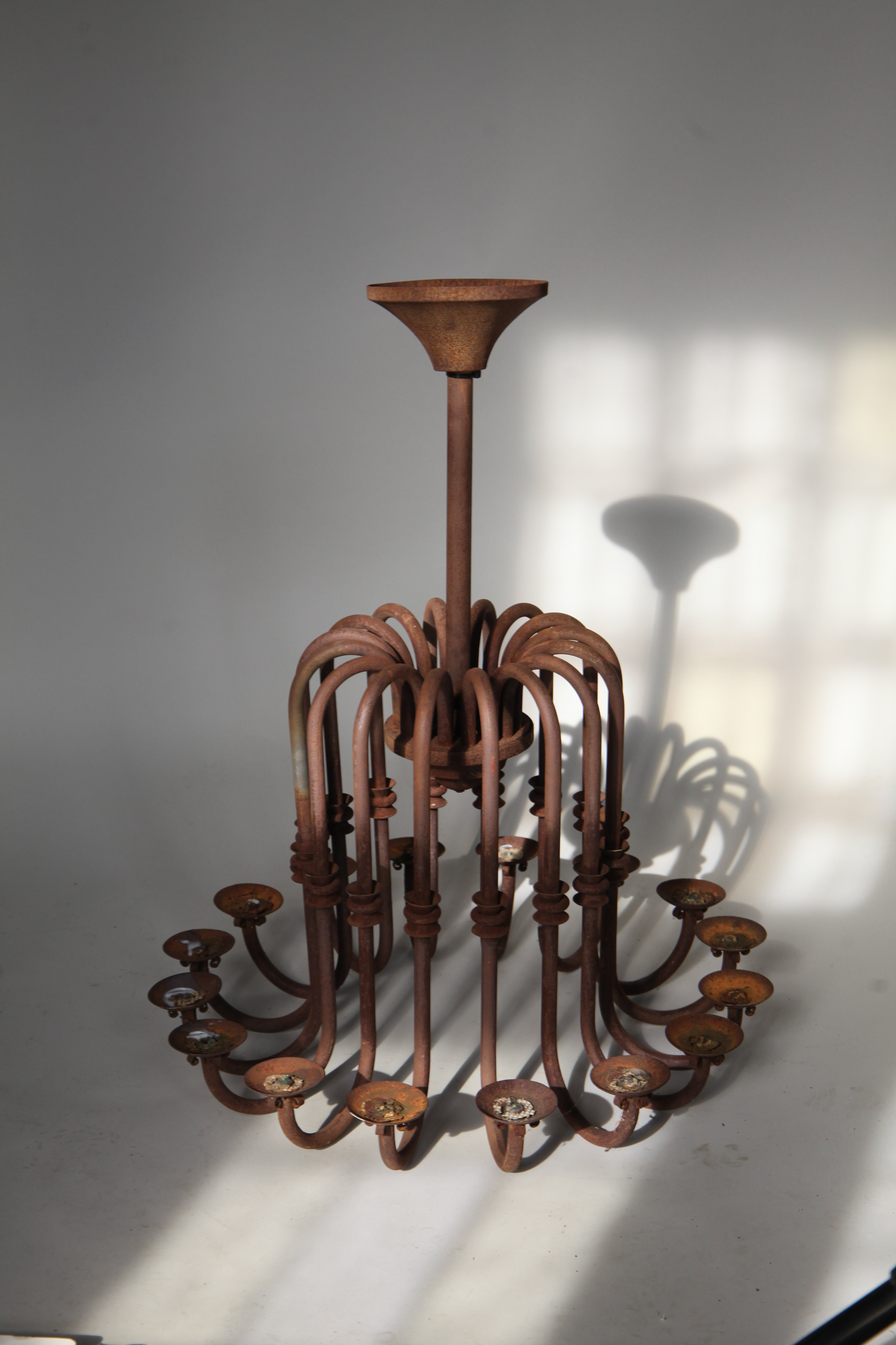 Large_Antique_16_Arm_Candle_Chandelier_with_Aged_Patina,_Rustic_European_Iron_Lighting