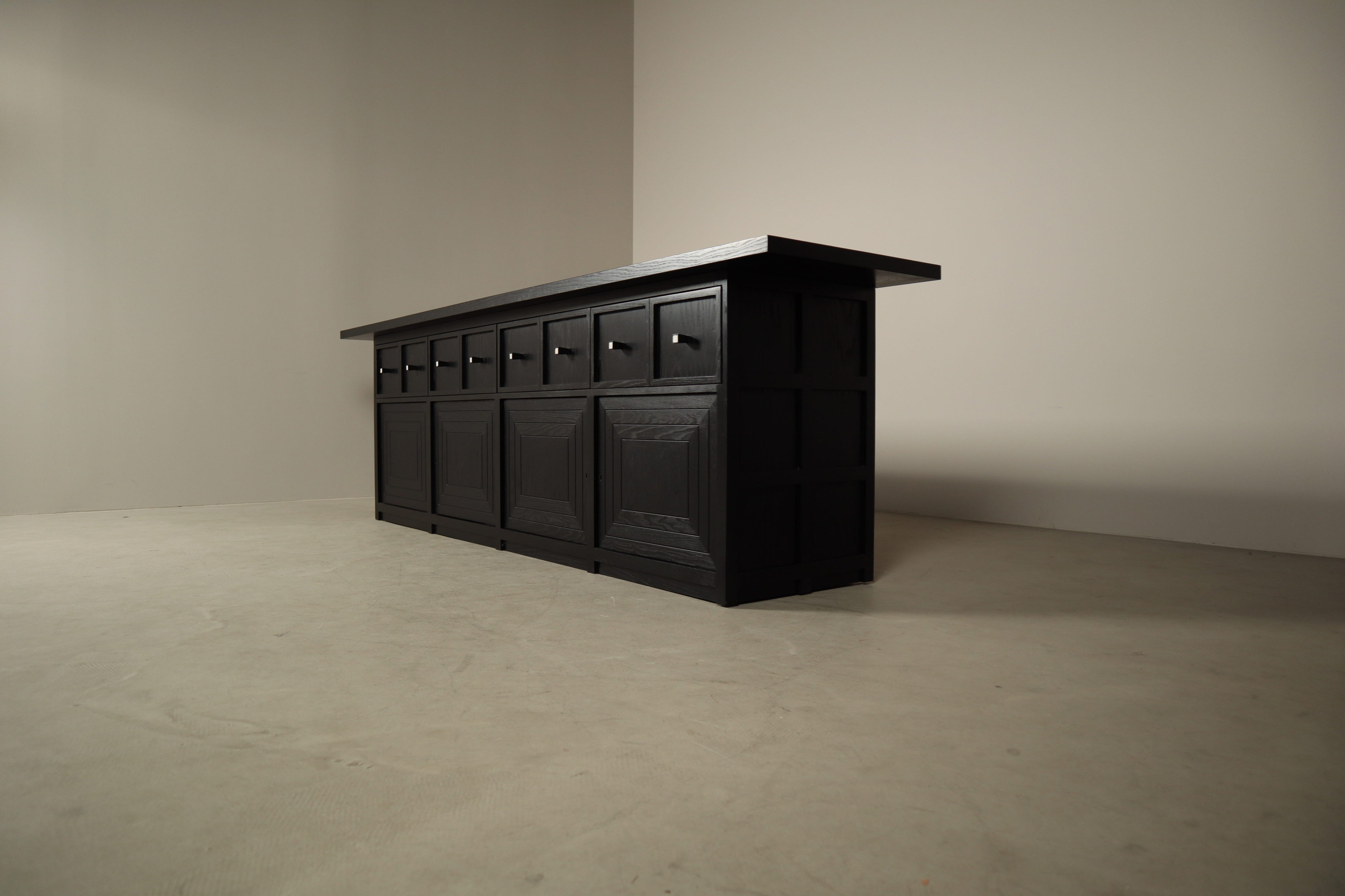 Monumental_Architectural_Sideboard_in_Ebonized_Wood_with_Four_Doors_and_Drawers,_Belgium