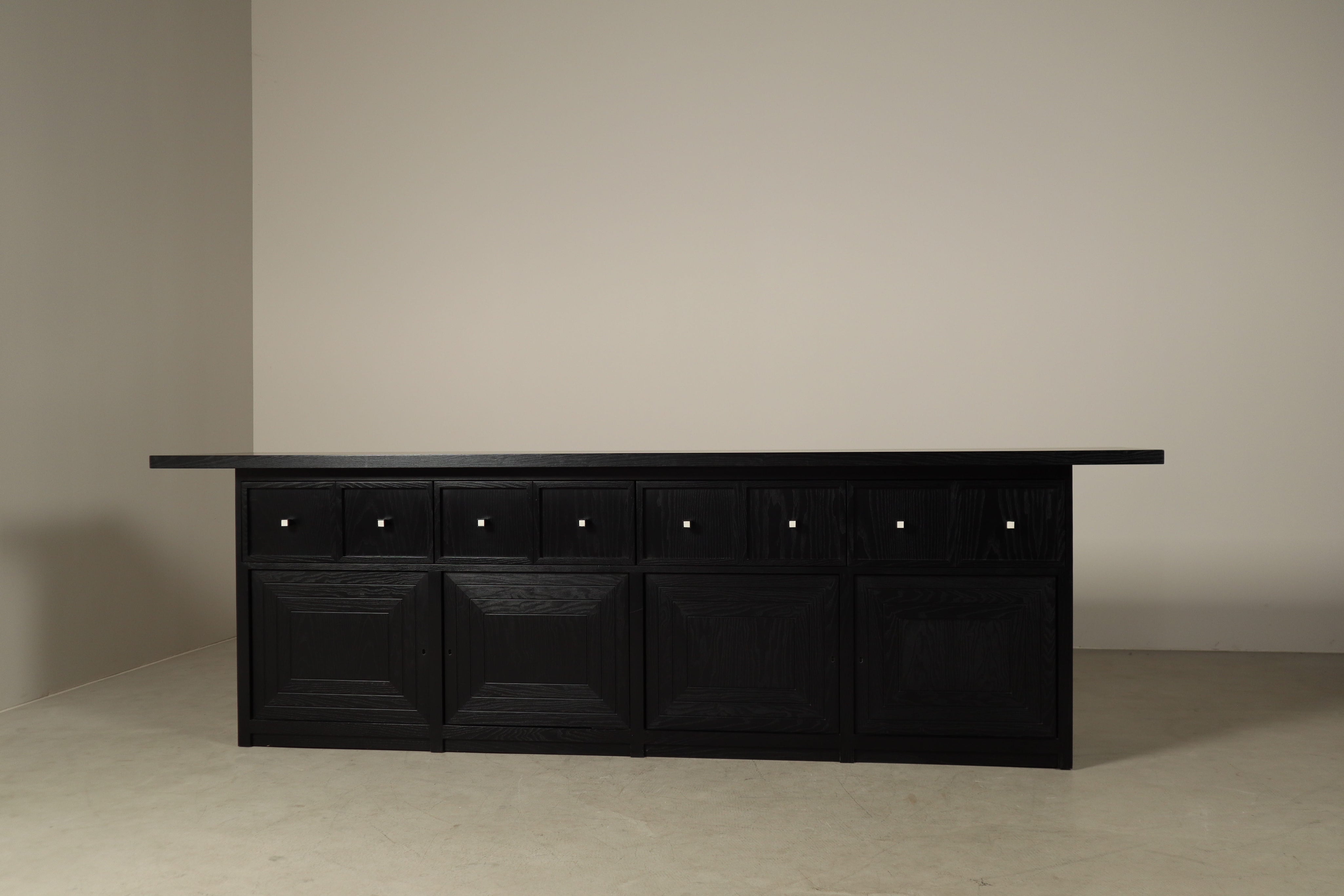 Monumental_Architectural_Sideboard_in_Ebonized_Wood_with_Four_Doors_and_Drawers,_Belgium
