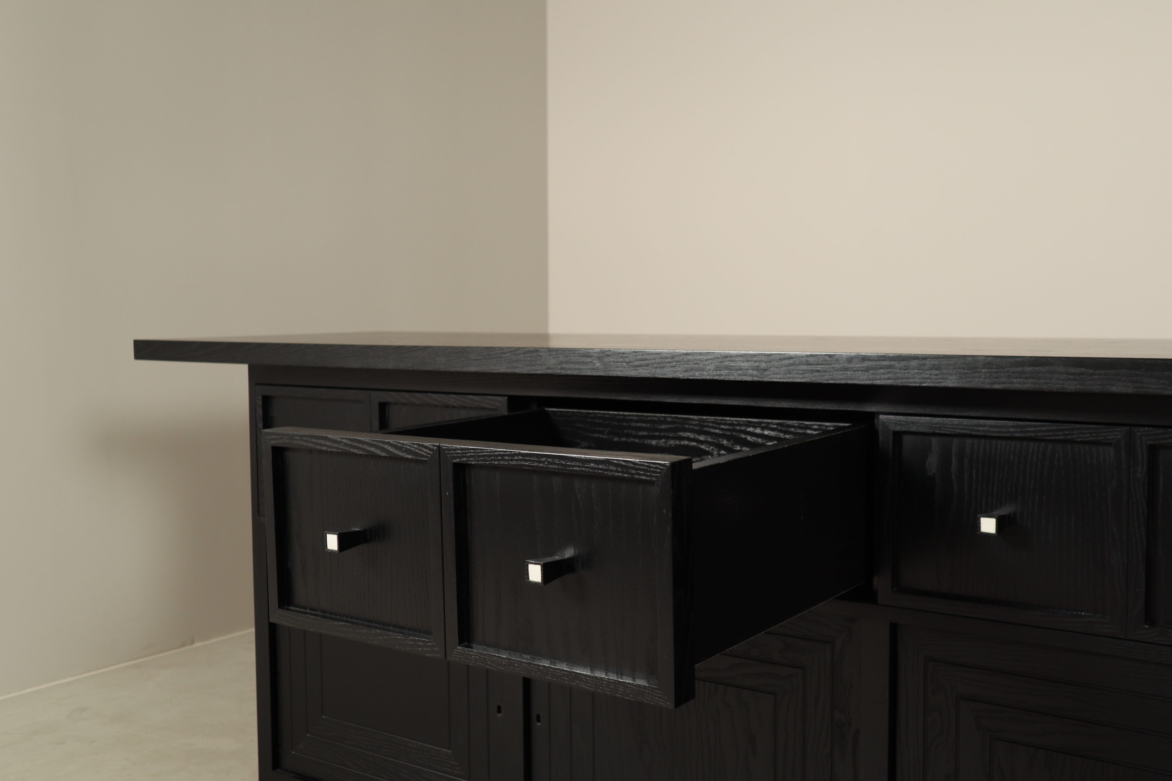 Monumental_Architectural_Sideboard_in_Ebonized_Wood_with_Four_Doors_and_Drawers,_Belgium