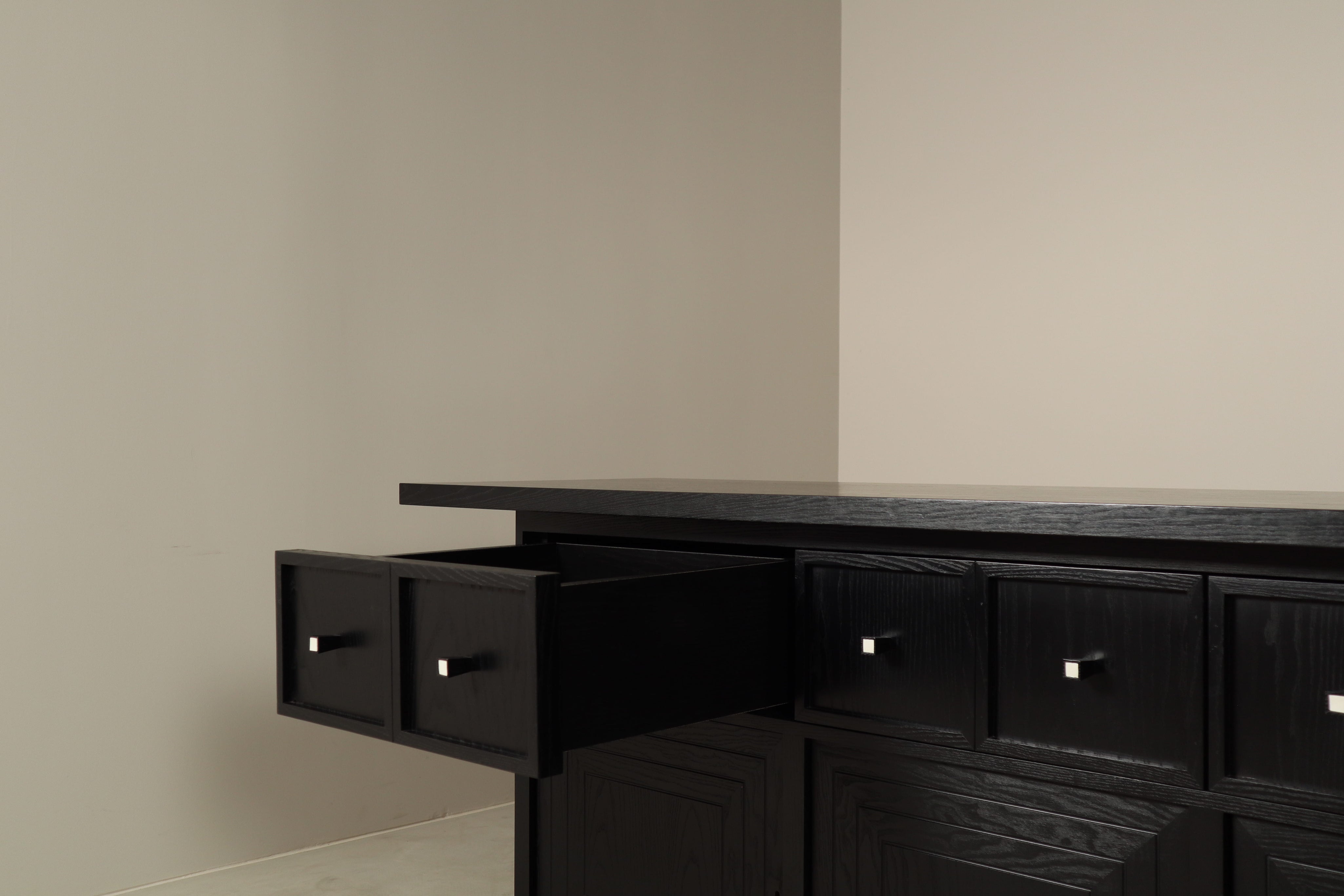 Monumental_Architectural_Sideboard_in_Ebonized_Wood_with_Four_Doors_and_Drawers,_Belgium
