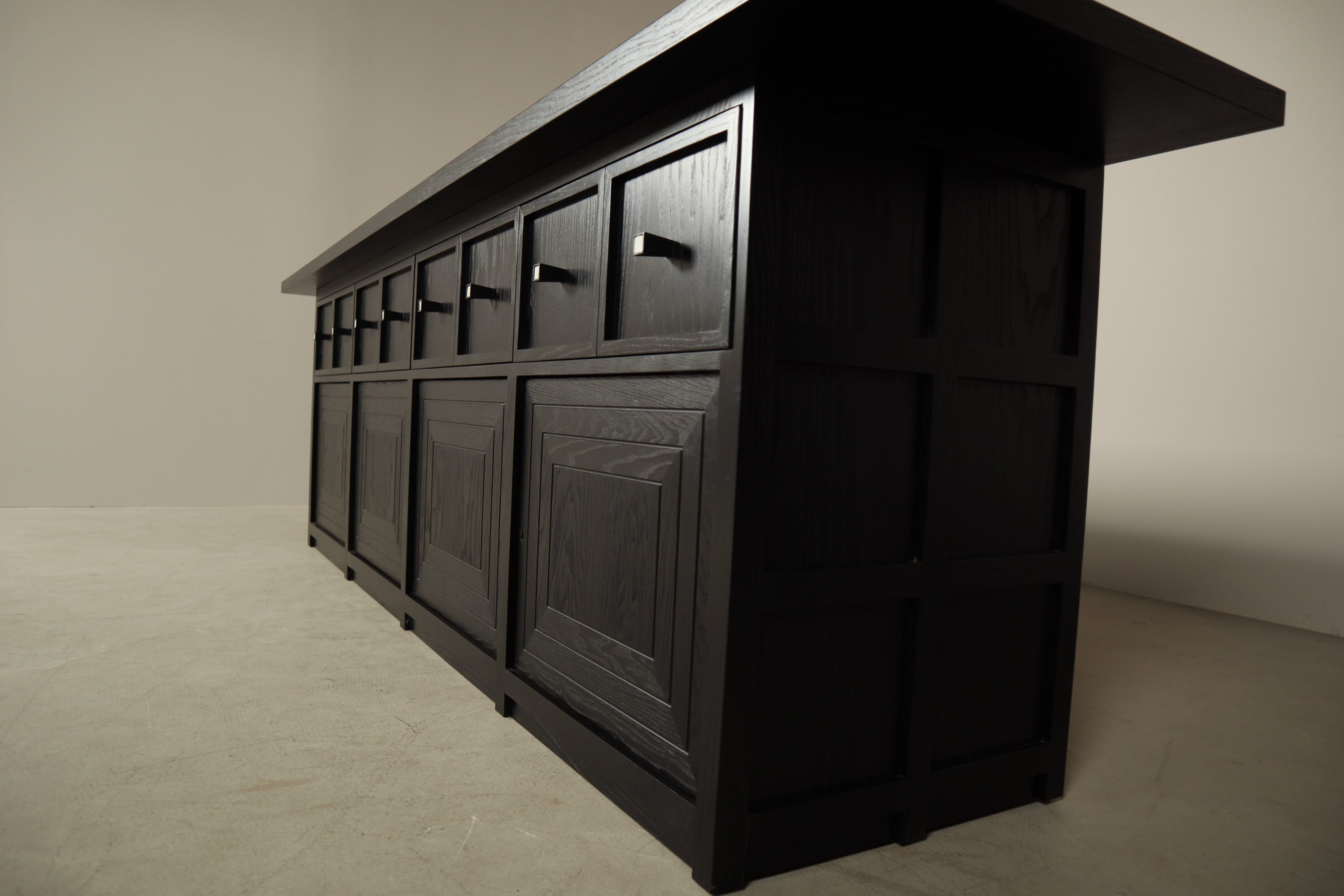 Monumental_Architectural_Sideboard_in_Ebonized_Wood_with_Four_Doors_and_Drawers,_Belgium