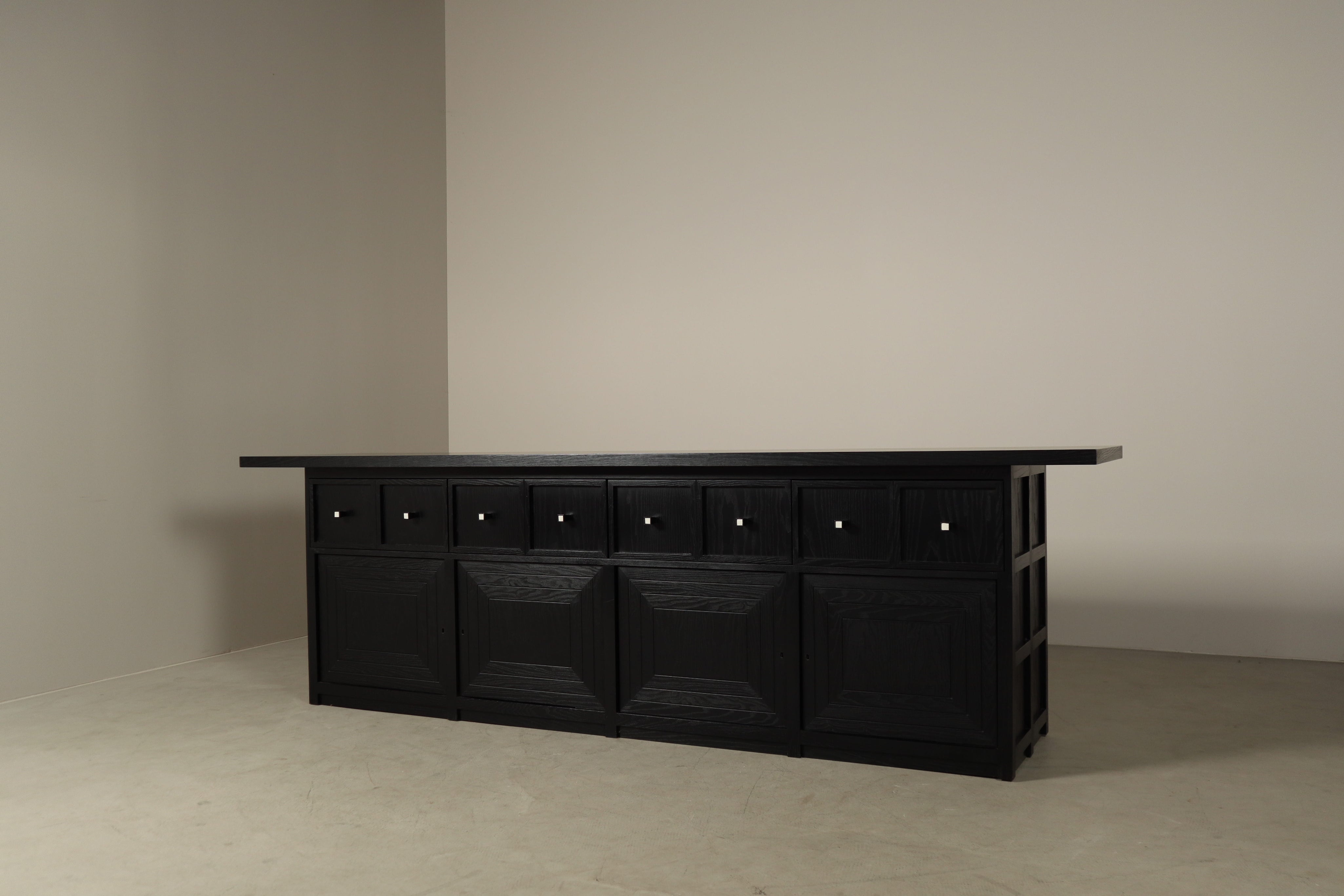 Monumental_Architectural_Sideboard_in_Ebonized_Wood_with_Four_Doors_and_Drawers,_Belgium