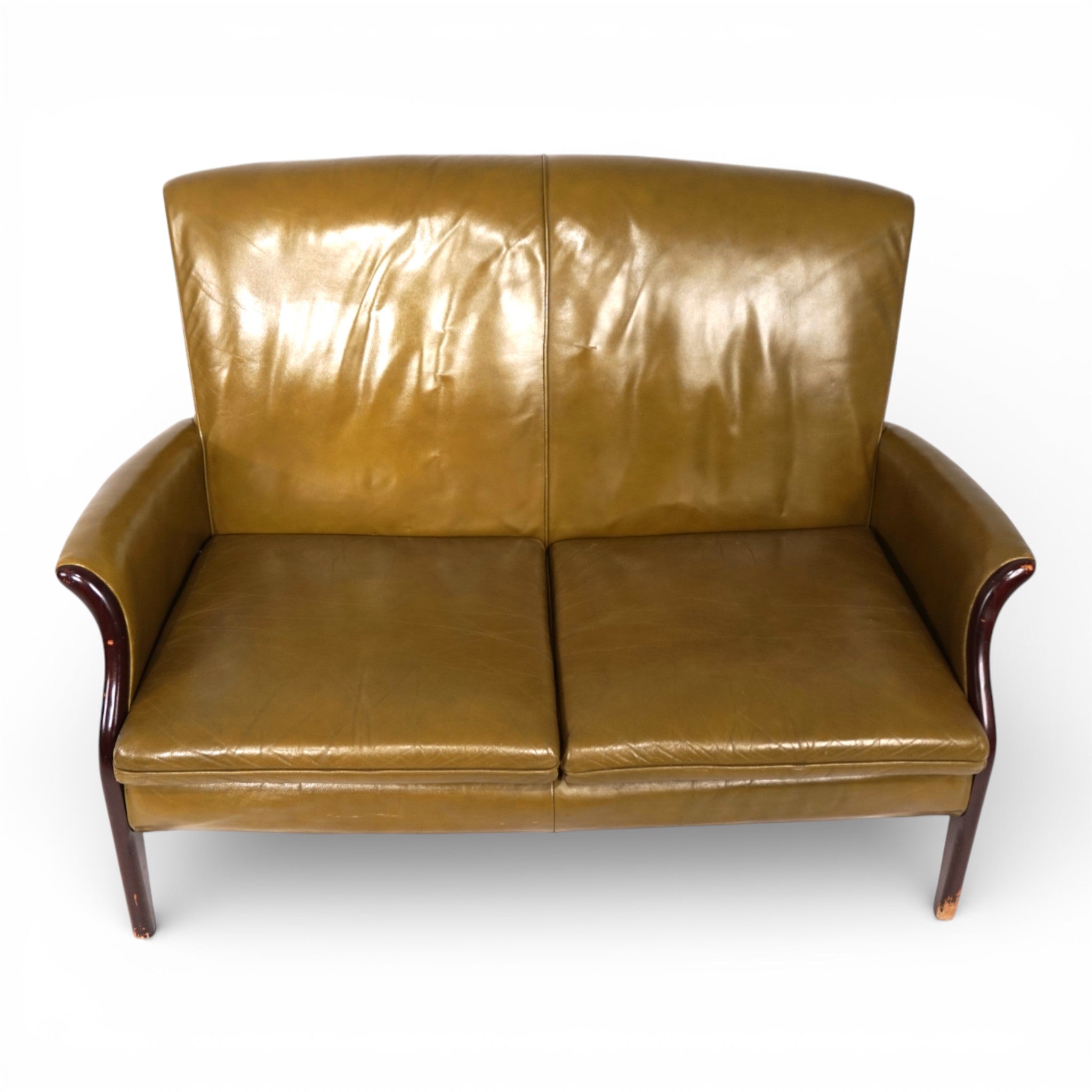 Moss_green_Froxfield_leather_two-seater_sofa_by_Parker_Knoll,_1960