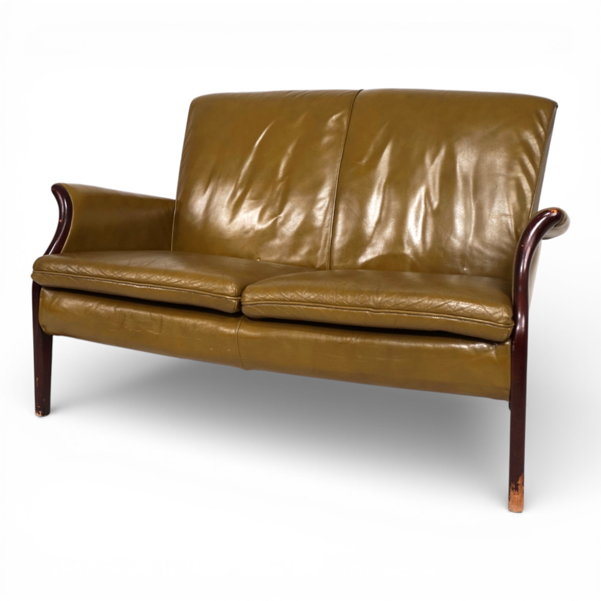 Moss_green_Froxfield_leather_two-seater_sofa_by_Parker_Knoll,_1960