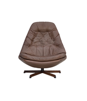 MS68_Swivel_Lounge_Chair_by_Madsen_&_Schubell,_Brown_Leather_and_Teak,_Denmark,_1970s