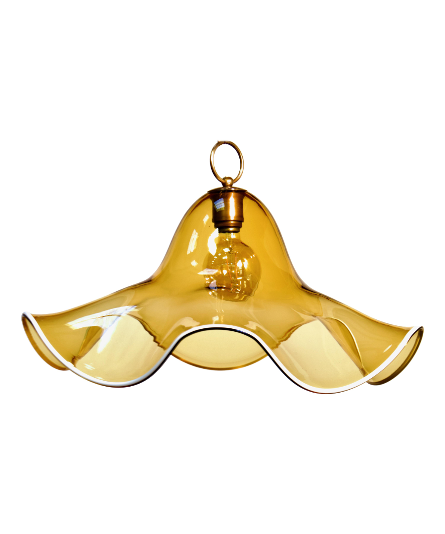 Murano_Glass_Pendant_Lamp,_La_Murrina,_Amber_Glass,_1970s,_Italy